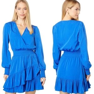 Lilly Pulitzer Cristiana Blue Leopard Faux Wrap Mini Dress Size 12